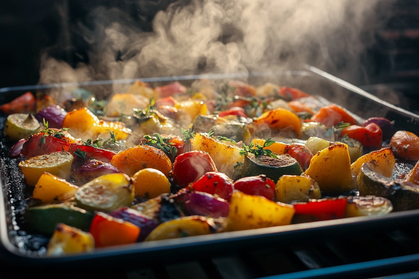 Запечені овочі з зеленню та оливковою олією